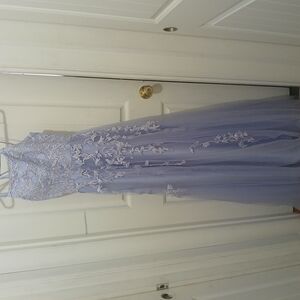 Elegant Lavender Gown with Floral Embroidery